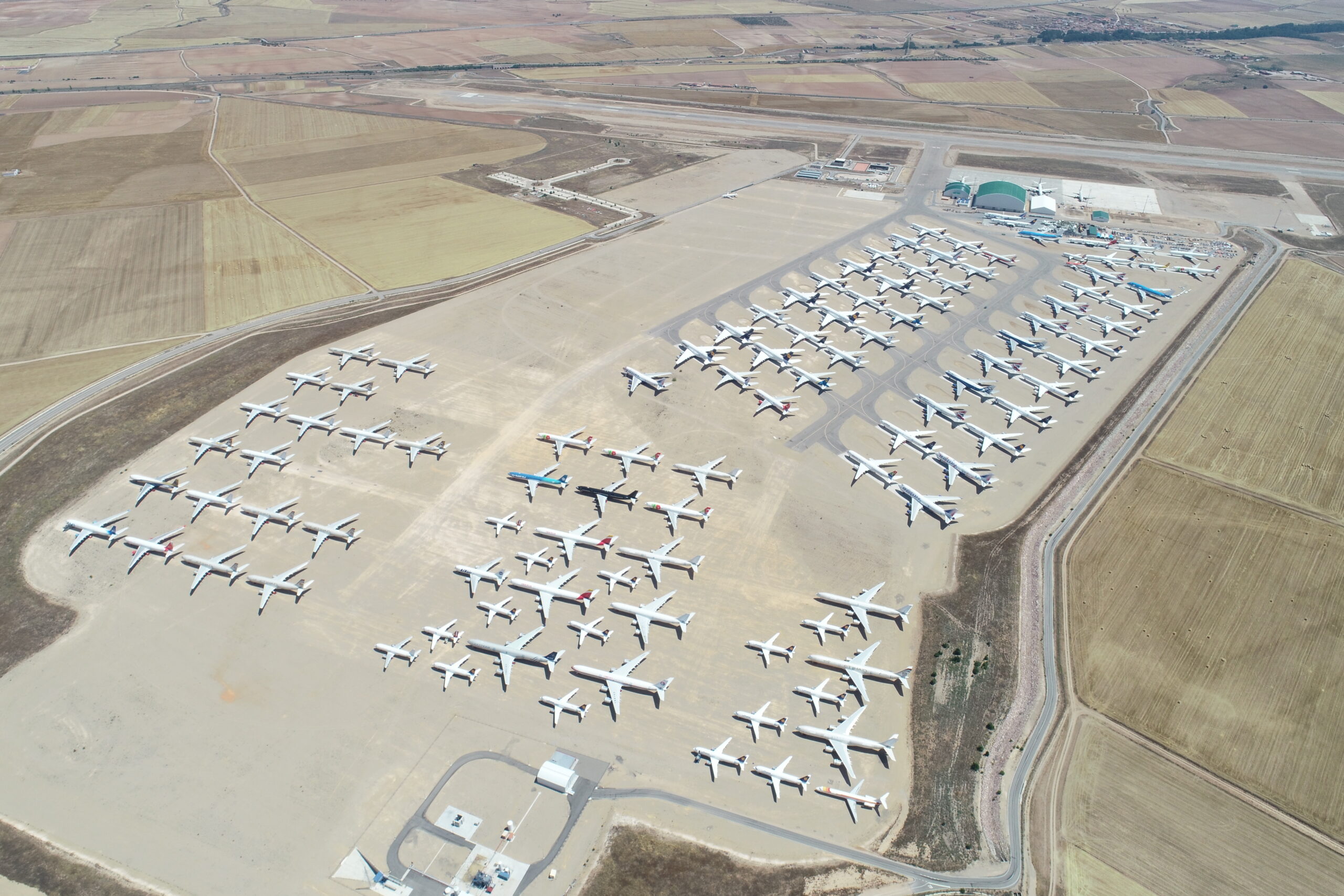 Vue aérienne du site de stockage d'avions de Teruel en 2020